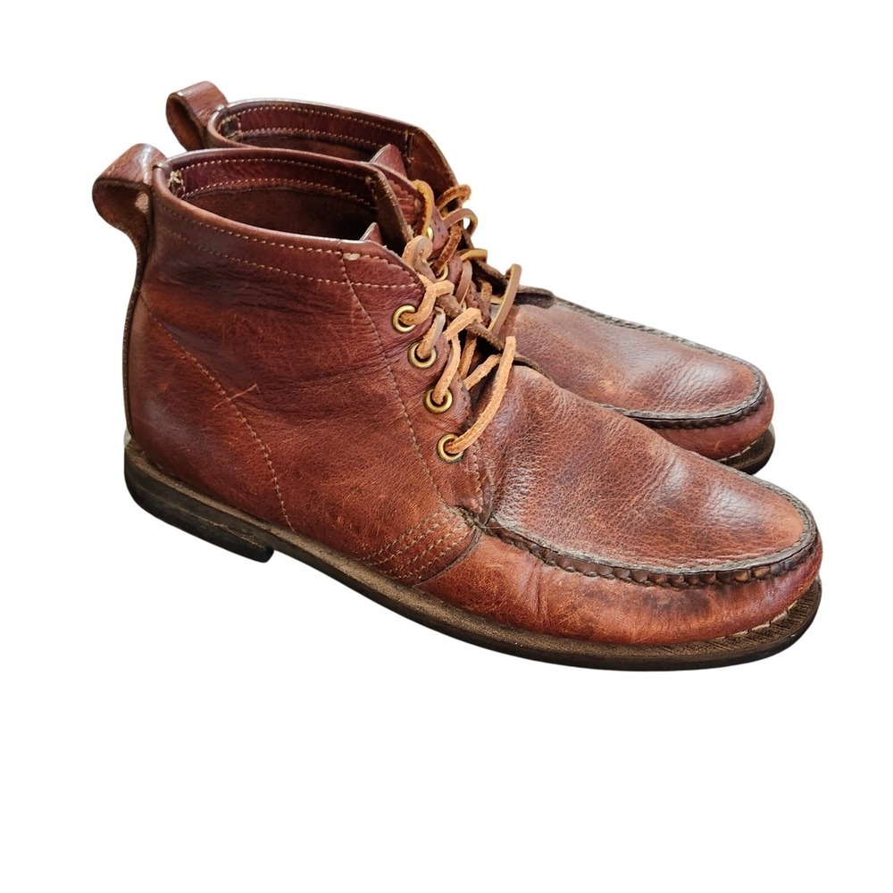 Gokey Vibram Moc Toe Leather Chukka Boots Mens Est 10  Brown Lace Up Made in USA